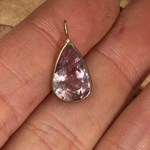 2.9CT Natural Cotton Candy Pink Tourmaline Pear Shape Solid 14K Yellow G 19x10mm